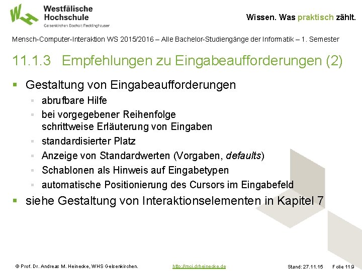 Wissen. Was praktisch zählt. Mensch-Computer-Interaktion WS 2015/2016 – Alle Bachelor-Studiengänge der Informatik – 1.