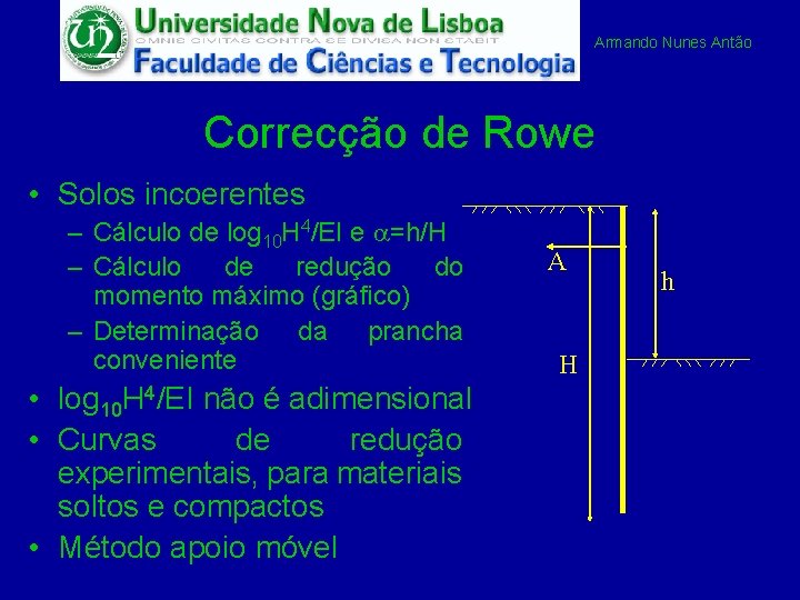 Armando Nunes Antão Correcção de Rowe • Solos incoerentes – Cálculo de log 10