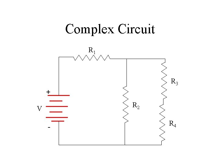Complex Circuit R 1 R 3 + R 2 V - R 4 