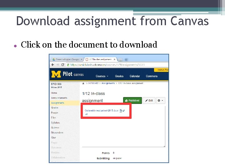 Download assignment from Canvas Click on the document to download 