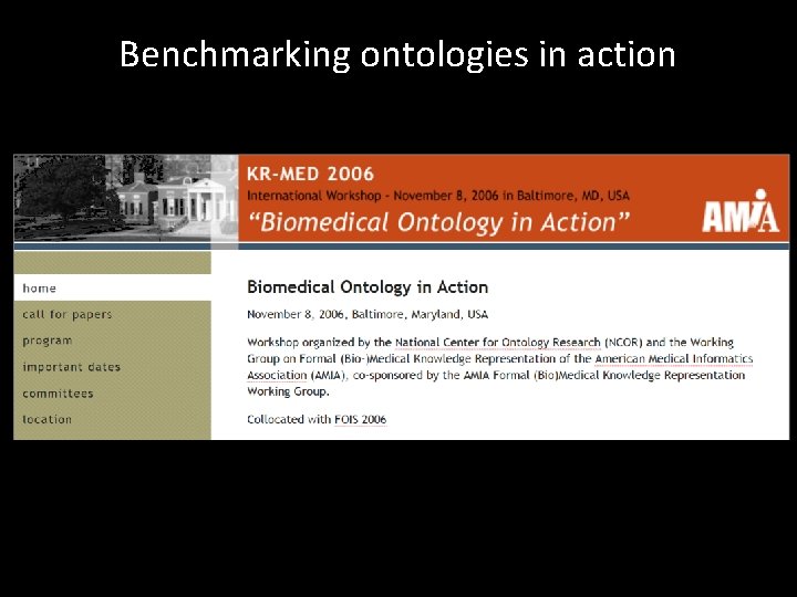 Benchmarking ontologies in action 