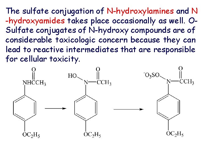 The sulfate conjugation of N-hydroxylamines and N -hydroxyamides takes place occasionally as well. OSulfate