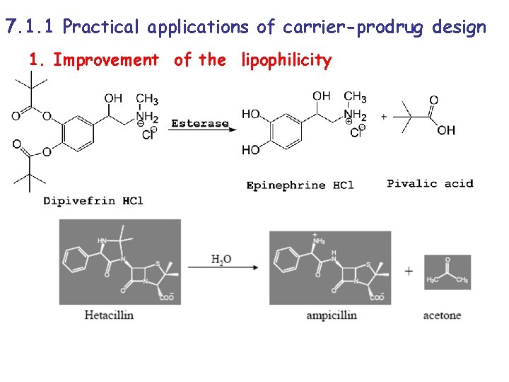 7. 1. 1 Practical applications of carrier-prodrug design 1. Improvement of the lipophilicity 