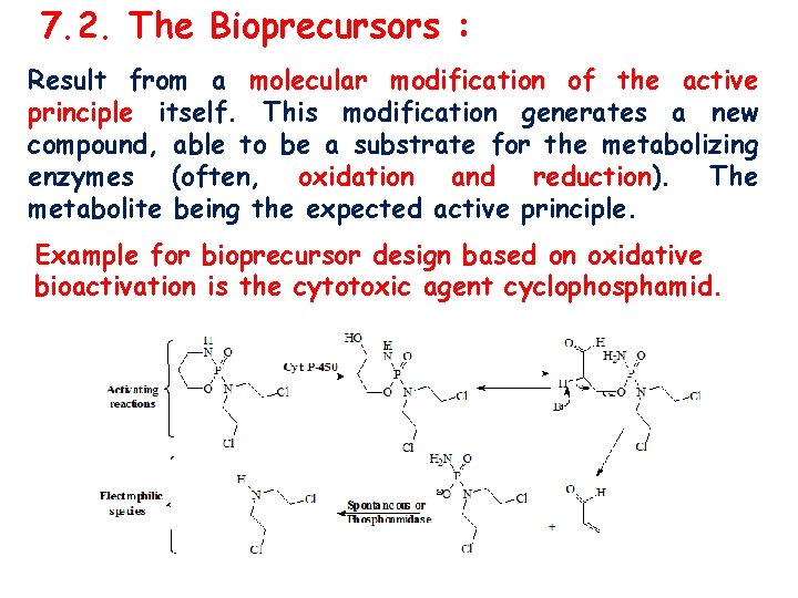 7. 2. The Bioprecursors : Result from a molecular modification of the active principle