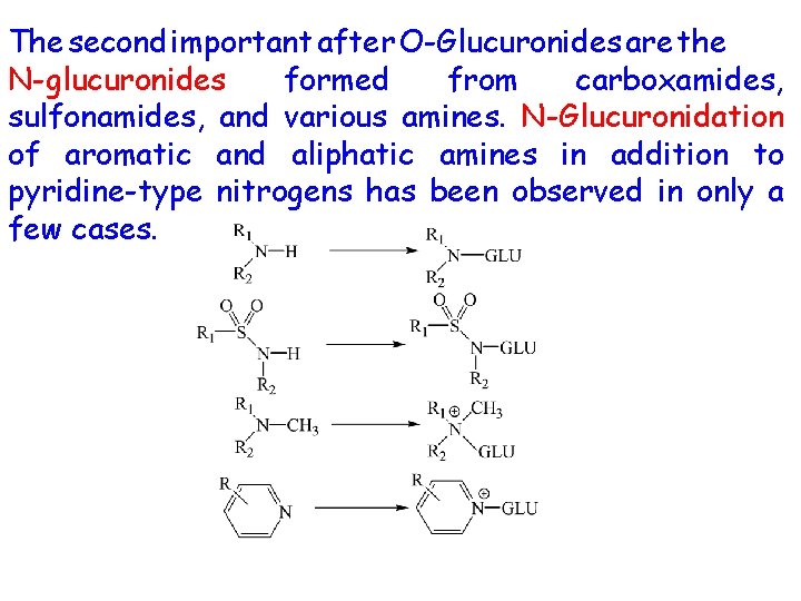 The second important after O-Glucuronides are the N-glucuronides formed from carboxamides, sulfonamides, and various