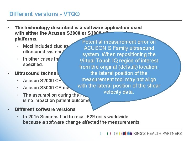 Different versions - VTQ® • • The technology described is a software application used