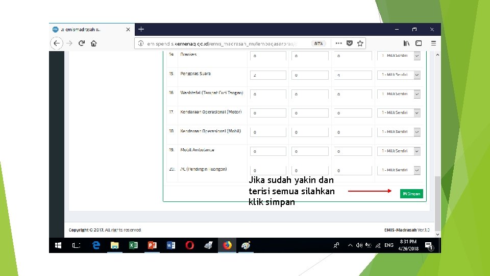 Jika sudah yakin dan terisi semua silahkan klik simpan 