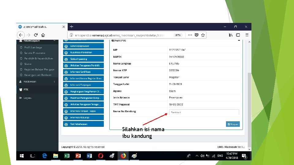 Silahkan isi nama ibu kandung Silahkan isi nama ibu kandung