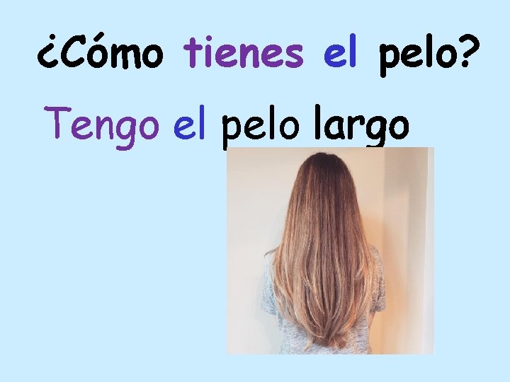 ¿Cómo tienes el pelo? Tengo el pelo largo 