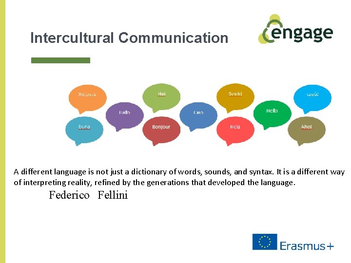 Intercultural Communication A different language is not just a dictionary of words, sounds, and