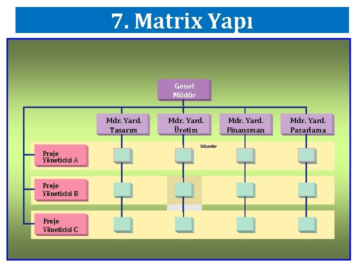 7. Matrix Yapı Genel Müdür Mdr. Yard. Tasarım Mdr. Yard. Üretim Çalışanlar Proje Yöneticisi