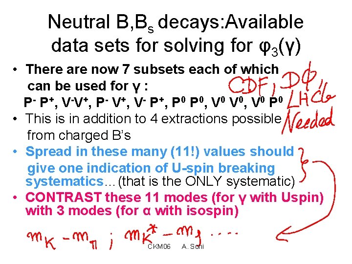 Neutral B, Bs decays: Available data sets for solving for φ3(γ) • There are