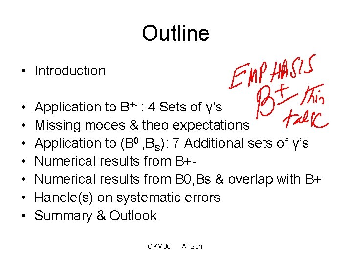 Outline • Introduction • • Application to B+- : 4 Sets of γ’s Missing