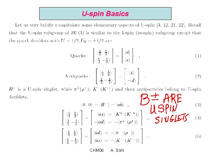 U-spin Basics CKM 06 A. Soni 