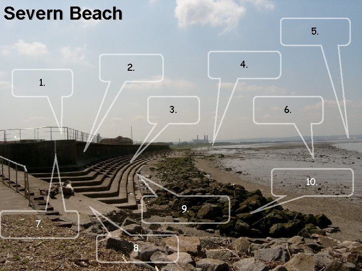 Severn Beach 5. 4. 2. 1. 3. 6. 10. 9. 7. 8. 