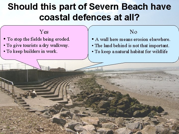 Should this part of Severn Beach have coastal defences at all? Yes No •