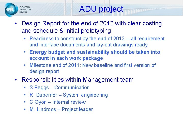 ADU project • Design Report for the end of 2012 with clear costing and