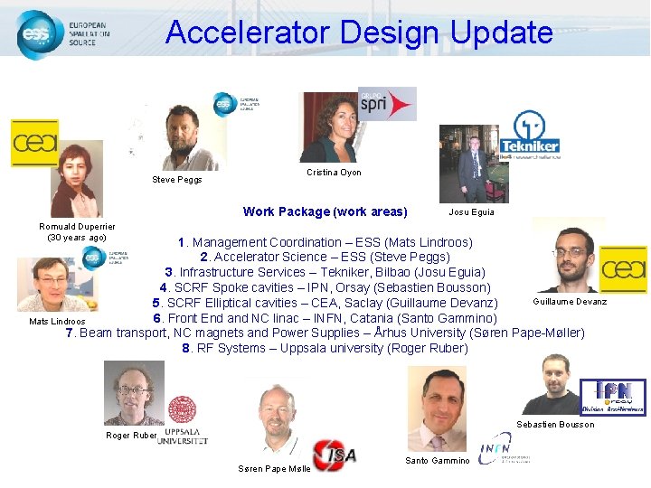 Accelerator Design Update Steve Peggs Cristina Oyon Work Package (work areas) Josu Eguia Romuald