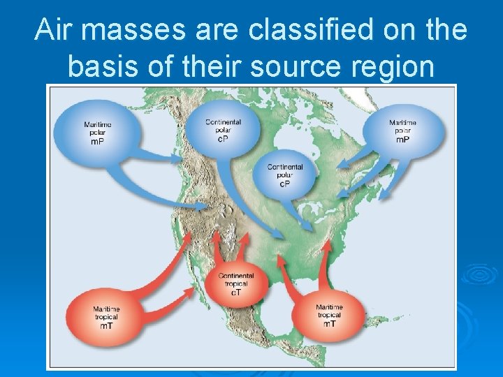 Air masses are classified on the basis of their source region 