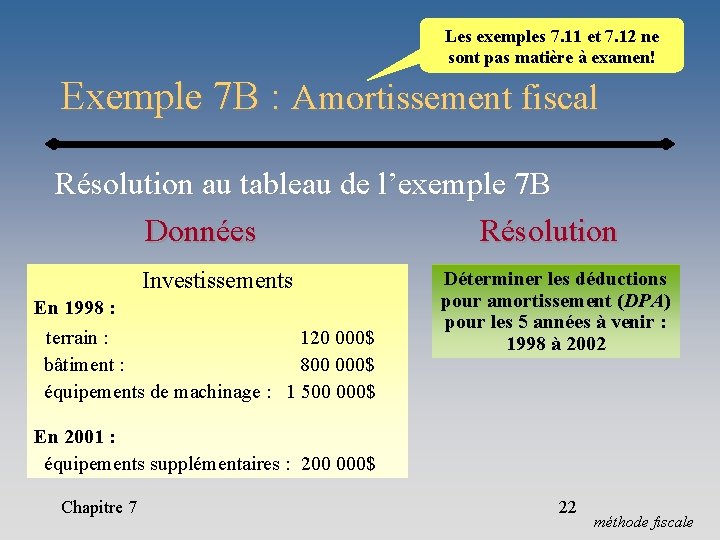 Les exemples 7. 11 et 7. 12 ne sont pas matière à examen! Exemple