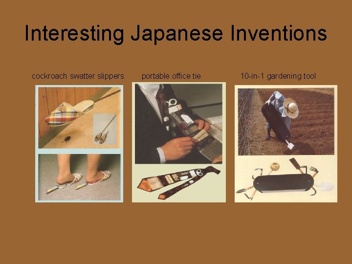 Interesting Japanese Inventions cockroach swatter slippers portable office tie 10 -in-1 gardening tool 