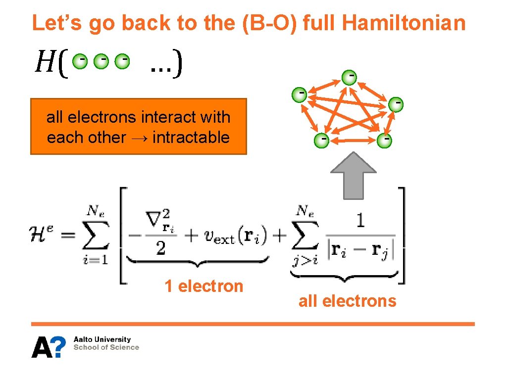 Let’s go back to the (B-O) full Hamiltonian H( - - - …) -