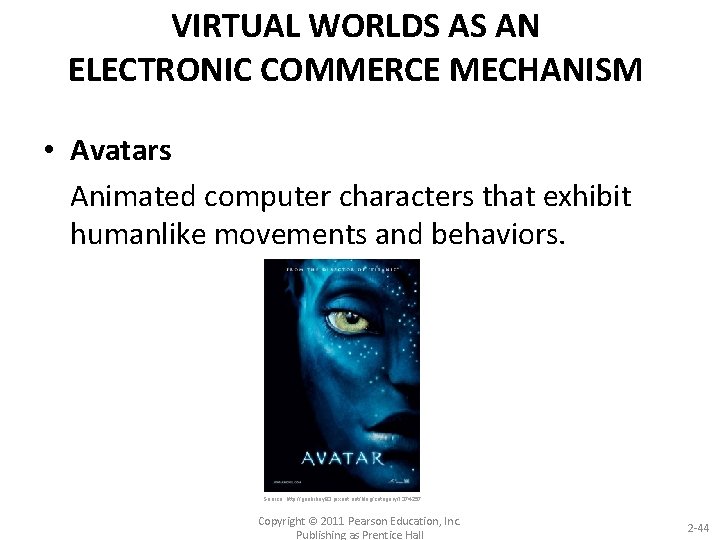 VIRTUAL WORLDS AS AN ELECTRONIC COMMERCE MECHANISM • Avatars Animated computer characters that exhibit
