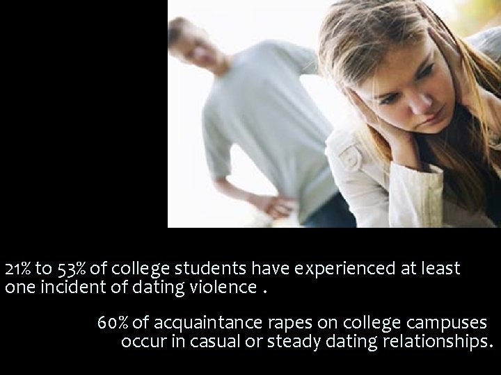 21% to 53% of college students have experienced at least one incident of dating