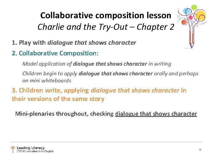 Collaborative composition lesson Charlie and the Try-Out – Chapter 2 1. Play with dialogue