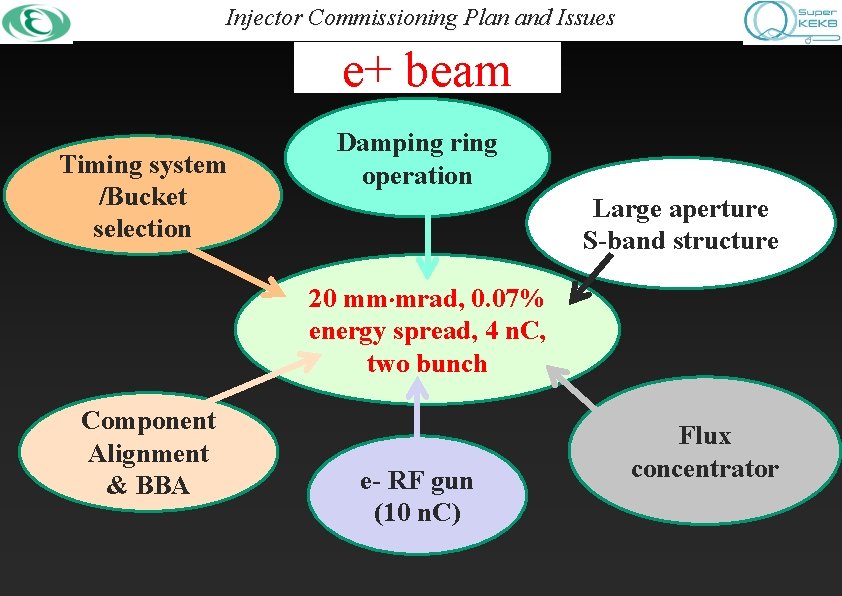 Injector Commissioning Plan and Issues e+ beam Timing system /Bucket selection Damping ring operation
