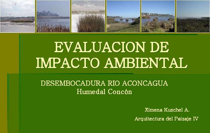 EVALUACION DE IMPACTO AMBIENTAL DESEMBOCADURA RIO ACONCAGUA Humedal Concón Ximena Kuschel A. Arquitectura del