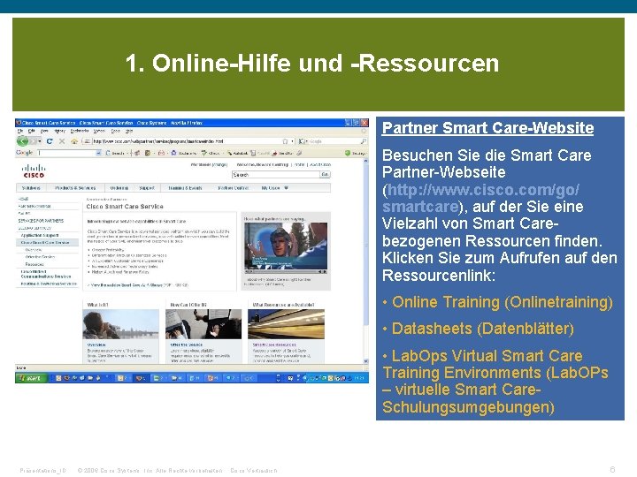 1. Online-Hilfe und -Ressourcen Partner Smart Care-Website 2. Besuchen Sie die Smart Care Partner-Webseite