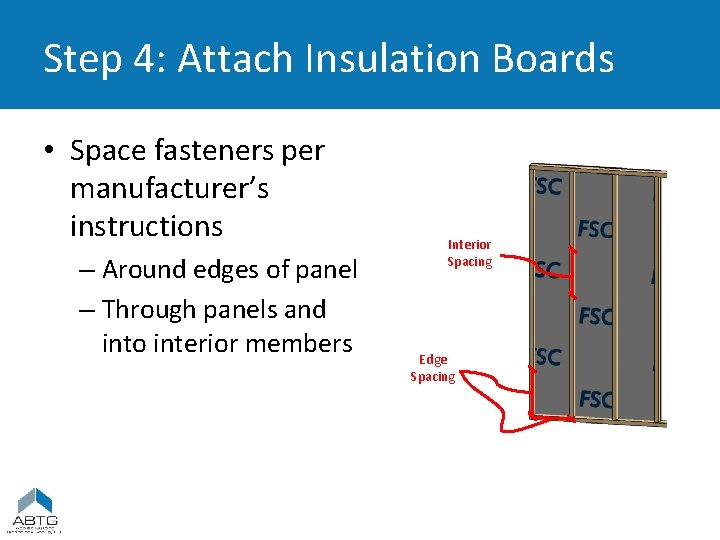 Step 4: Attach Insulation Boards • Space fasteners per manufacturer’s instructions – Around edges