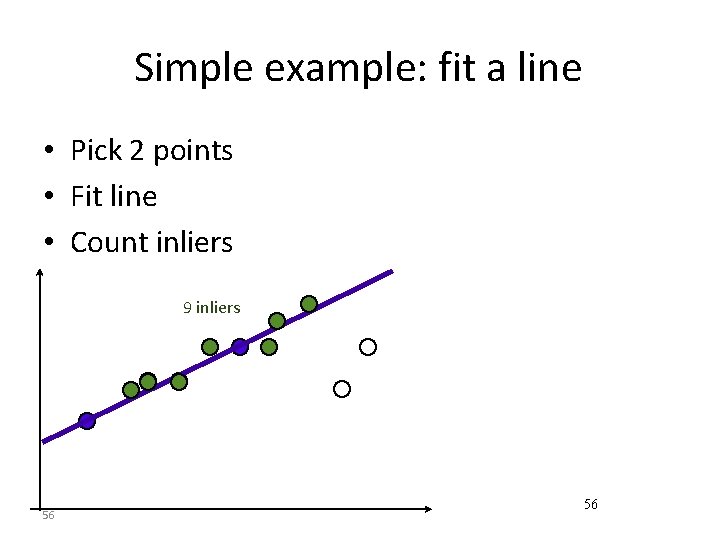 Simple example: fit a line • Pick 2 points • Fit line • Count