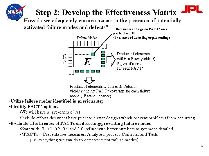 Step 2: Develop the Effectiveness Matrix • How do we adequately ensure success in