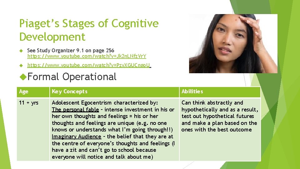 Piaget’s Stages of Cognitive Development See Study Organizer 9. 1 on page 256 https: