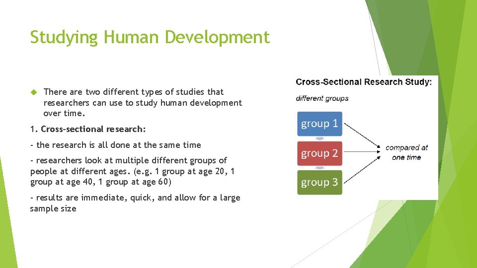 Studying Human Development There are two different types of studies that researchers can use