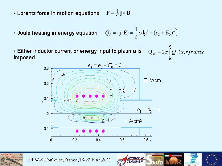 • Lorentz force in motion equations • Joule heating in energy equation •