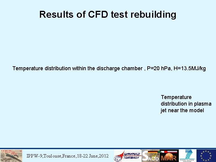 Results of CFD test rebuilding Temperature distribution within the discharge chamber , P=20 h.