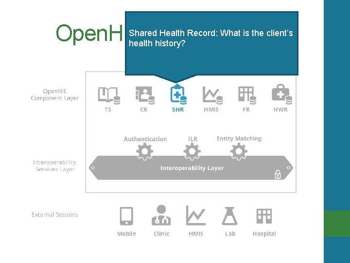 Open. HIE Components Shared Health Record: What is the client’s health history? 