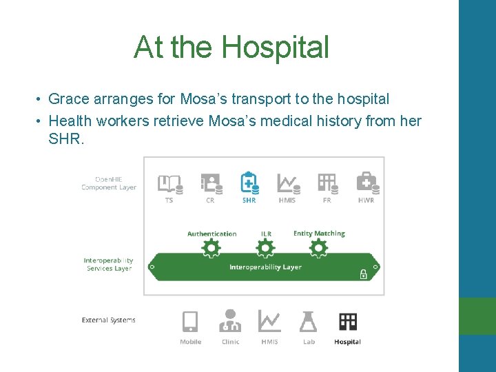 At the Hospital • Grace arranges for Mosa’s transport to the hospital • Health