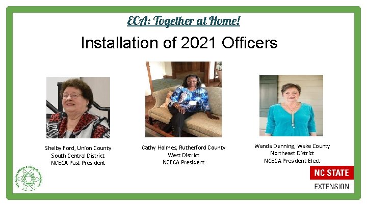 ECA: Together at Home! Installation of 2021 Officers Shelby Ford, Union County South Central