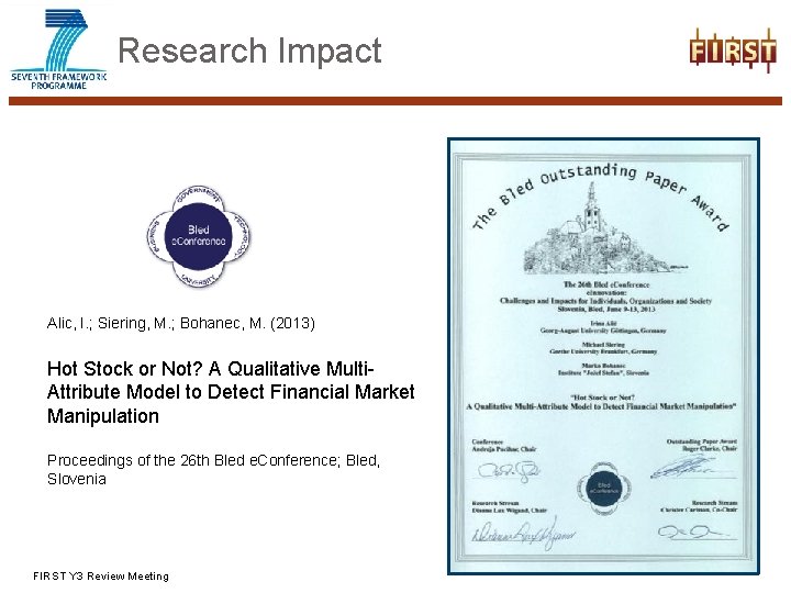 Research Impact Alic, I. ; Siering, M. ; Bohanec, M. (2013) Hot Stock or