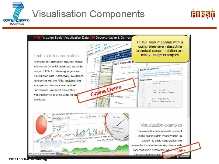 Visualisation Components emo D e Onlin o Vide FIRST Y 3 Review Meeting 