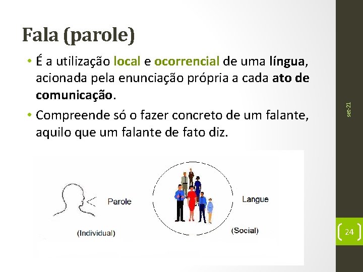  • É a utilização local e ocorrencial de uma língua, acionada pela enunciação