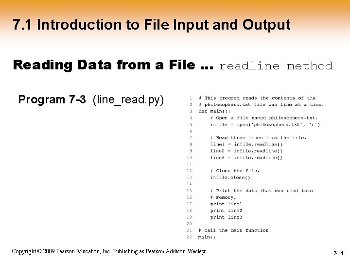 7. 1 Introduction to File Input and Output Reading Data from a File …