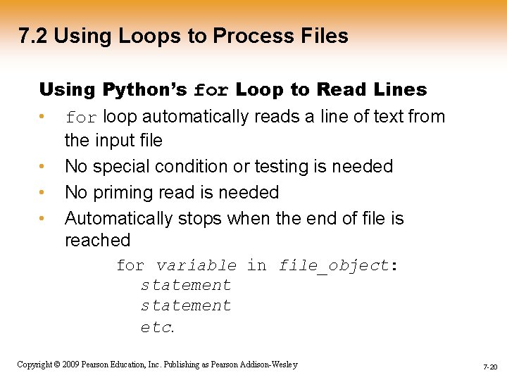 7. 2 Using Loops to Process Files Using Python’s for Loop to Read Lines