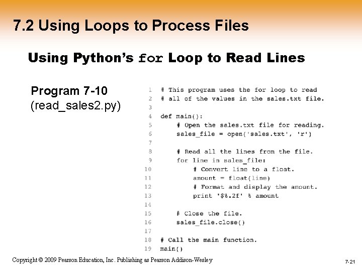 7. 2 Using Loops to Process Files Using Python’s for Loop to Read Lines