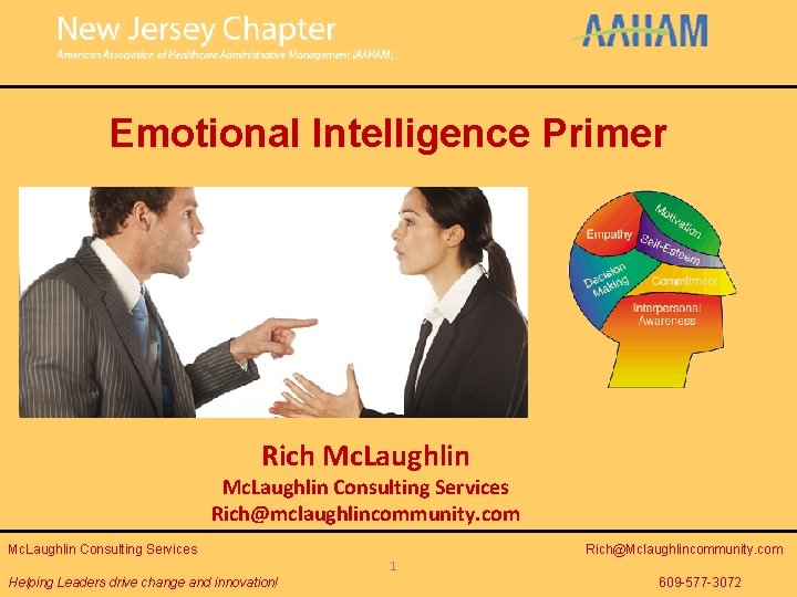 Emotional Intelligence Primer Rich Mc. Laughlin Consulting Services Rich@mclaughlincommunity. com Mc. Laughlin Consulting Services