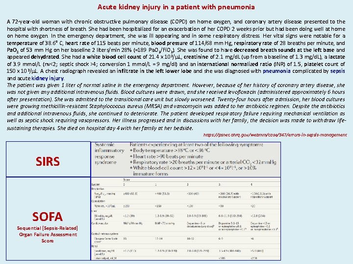 Acute kidney injury in a patient with pneumonia A 72 -year-old woman with chronic